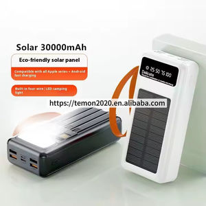 Banco de energía solar de gran capacidad de 30000mAh, 4 puertos USB con 4 cables, cargador solar portátil de 30000mAh con luz Led para exteriores - Product Image 5