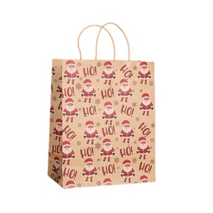 Christmas Printed Kraft Paper Gift Bags With Twisted Handle Holiday Shopping <b>Party</b> Favor Packaging Paper Bag - Product Image 6