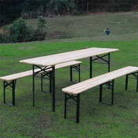 220/200/180cm Ensemble de table à bière pliante en bois de sapin de haute qualité Table à bière pliante en acier et bancs