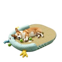 Tapis rafraîchissant d'été pour animaux de compagnie, lit respirant en tissu à carreaux/ondulé/à rayures pour petits et moyens chiens, niche pour chat Teddy, fournitures pour animaux de compagnie en gros