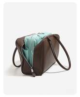 Sac fourre-tout Boston en cuir d'agneau style Haute Couture pour femmes, minimaliste, avec fermeture éclair, trois poignées/bandoulières, tendance