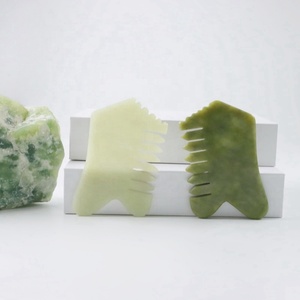 <strong>Best</strong> Selling Xiuyan Green Natural Jade Head Hair Massager Gua Sha Stone <strong>Massage</strong> Comb - Product Image 5