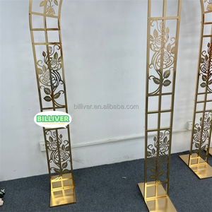 Cadre de mariage personnalisable <span class=keywords><strong>en</strong></span> acier inoxydable, accessoire de scène, toile de fond, <span class=keywords><strong>arche</strong></span> <span class=keywords><strong>en</strong></span> <span class=keywords><strong>fer</strong></span> <span class=keywords><strong>forgé</strong></span>, support à fleurs, support à roses ajouré, décoration - Product Image 3