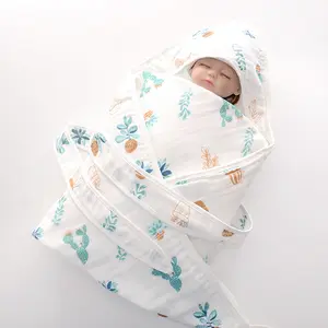 新生婴儿被子: 六层棉纱，婴儿被子，四季外出抱被子