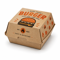 Boîte à emporter pour hamburgers avec doublure intérieure résistante à la graisse pour hamburgers à emporter, fourniture de logo personnalisé