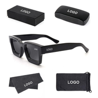 Lunettes de soleil personnalisées, mode rétro, carrées, pour hommes et femmes, UV400, monture en PC, verres en acrylique, haute qualité, noires, Gafas De Sol
