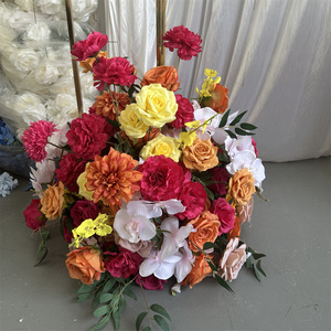 Arche florale IFG avec des fleurs tropicales de couleur fuchsia <span class=keywords><strong>rose</strong></span>, orange, <span class=keywords><strong>rose</strong></span> et hortensia pour la Pâques, la rentrée scolaire, le mariage, la décoration de fond - Product Image 5