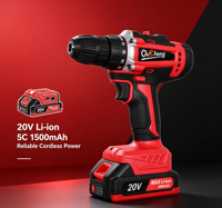 Perceuse sans fil Li-Ion 20V, couple de 45 N.m, perceuse rechargeable à deux vitesses, avec fonction d'impact, perceuse électrique pour le bricolage, le bois, le métal, la maison