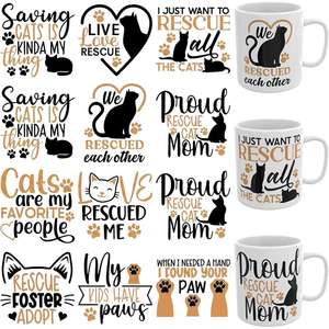 12 Hojas Impermeables con Protección UV para Pegatinas para Tazas y Vasos, Parches Termoadhesivos con Diseños de Dibujos Animados - Product Image 1