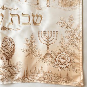 Cubierta de Pan Shabbat de Satén Ecológica con Estampado Personalizado, Diseño Judío de <span class=keywords><strong>Jerusalén</strong></span>, para las Cuatro Estaciones, con Juego de Kippah a Juego - Product Image 5