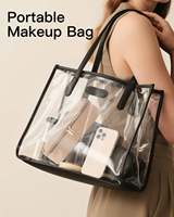 Trousse de Maquillage de Voyage Imperméable en Cuir PU, Organisateur de Cosmétiques avec Porte-Pinceaux Séparé, Grande Capacité, Pochette de Beauté