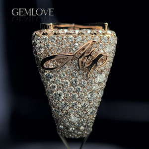 Custom diamond Jewelry Lab Grown Diamond Letter Name Championship Ring Iced Out Diamonds Letter <b>Initial</b> Name Hip Hop Jewelry - Product Image 2