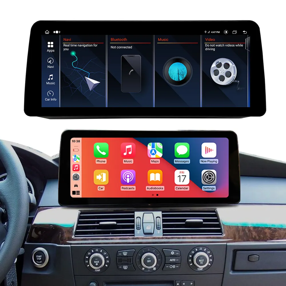 Zlh Android 13 12.3 inç dokunmatik ekran Carplay oto Bmw 5 serisi E60 Ccc için kullanılabilir 2005 2008 Bt Gps 4Glte Wifi radyo