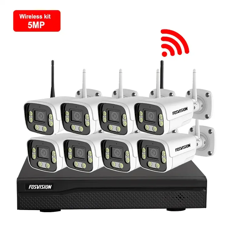 Wireless Home Cctv Surveillance Kit Indoor Outdoor Wifi IP 5mp Night Vision 8 ch 8ch Nvr Hd 8 Channel Camera Security System