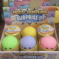 Jouet anti-stress souple en forme de chignon qui souffle des bulles, jouet alimentaire simulé à presser qui couine
