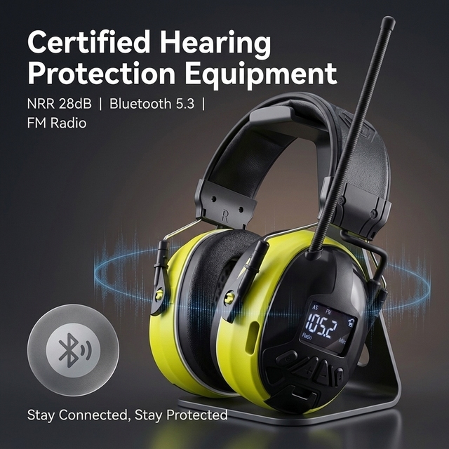 Hot Sale Work & Shooting NRR 28dB Bluetooth Hearing Protection Safety Earmuff Headset with FM Radio LCD Display