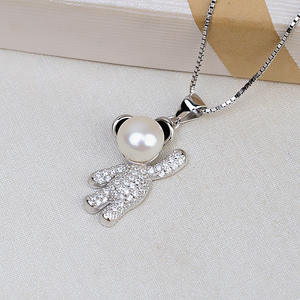 Pendentif en argent S925 en forme d'ours, cheveux de fœt, bricolage, perle vide, accessoires de support, produit semi-fini pour pendentifs en perles, breloques - Product Image 4