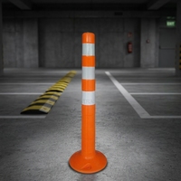 Poste Delimitador de Seguridad de 1 Metro, Material PE Rojo, con Resorte de Retorno Automático, para Borde de Carretera