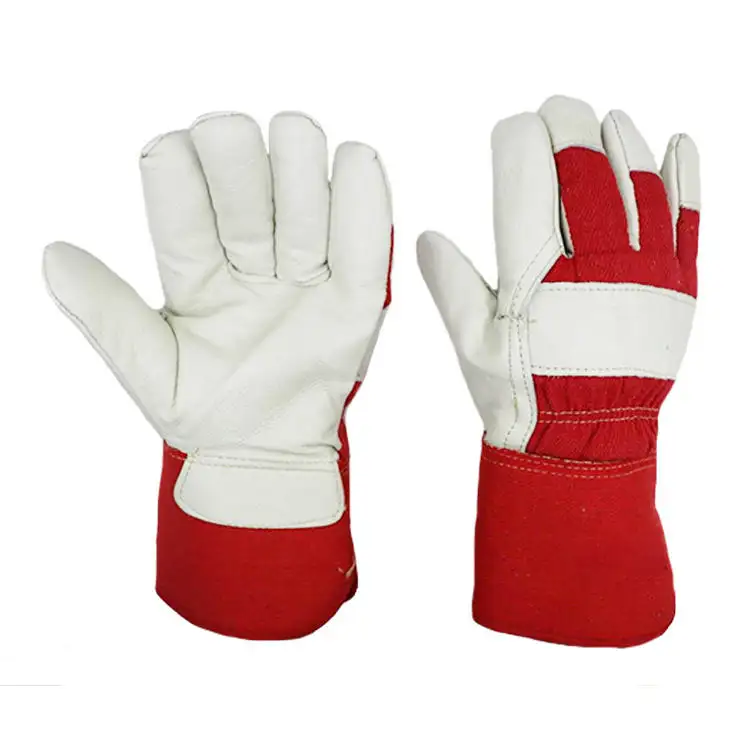 11.5 Inch Winter Warm Fleece White Cowhide Grain Leather Men Driving Construction Work Safety Hand Rigger Garden Gloves