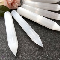 Selenite naturelle, pointe unique, baguette ronde, cristal pour décoration intérieure, cadeau de collection **Sous-titre:** Pointe unique polie
