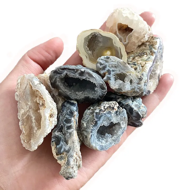 Toptan toplu doğal halk el sanatları hediye Mini kristal Druzy akik Geode bereket ham taş Mineral şifa için