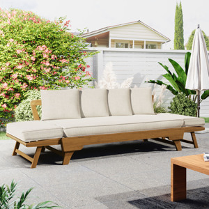 Modern Portable Comfortable Outdoor Furniture Three Seater Teak <b>Wood</b> <b>Sofa</b> for Living Room - Product Image 2