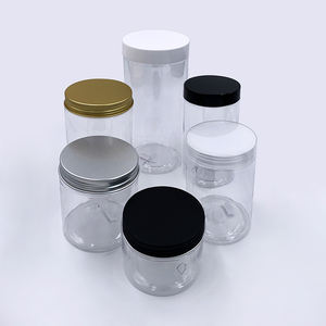 Pots en plastique PET ronds transparents noirs et blancs de 250 ml avec couvercles à vis pour crème pour le visage - Product Image 1