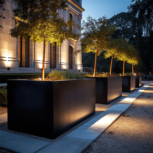 Maceta <span class=keywords><strong>Rectangular</strong></span> de Metal grande de gama <span class=keywords><strong>alta</strong></span>, caja de maceta para plantas, jardinería, polvo recubierto, maceta de Patio de flores de Metal grande de larga duración - Product Image 2