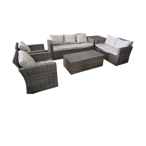 Set di mobili in vimini vimini moderni 5 pz comodi in Rattan naturale per soggiorno esterno in giardino o uso alberghiero - Product Image 1