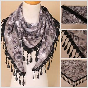 Primavera verão colorido laço triângulo cachecol oco mulheres bordado laço xale mantilla igreja véu - Product Image 1