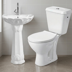 Prix d'usine indien Ensemble combiné d'articles sanitaires en céramique pour salle de bain pour hôtels en plein air comprend un lavabo de toilette en deux pièces - Product Image 2