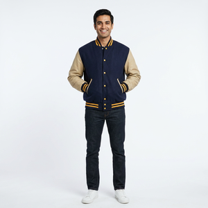 Chaqueta universitaria de alta calidad unisex personalizable transpirable de talla grande ropa de calle de invierno con cremallera chaqueta de béisbol universitaria para hombres - Product Image 1