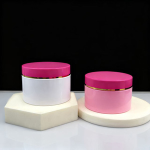 Venta al por mayor de frascos de boca ancha para mascarilla para el cabello cuidado de la piel champú pelucas Rosa tapa crema latas cosméticos contenedor PET plástico - Product Image 2