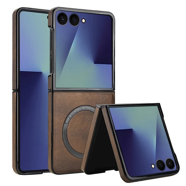Leather Case Customized Magnetic Folding Phone Back Cover for Samsung Galaxy Z Flip 7 Flip7 Phone Case Manufacturer