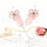 Gobelet en verre transparent à large nœud rose de luxe léger, résistant à la chaleur, en borosilicate élevé, pour boissons froides à domicile, fournisseur