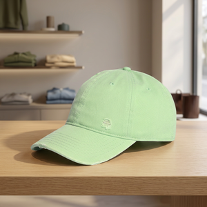 Casquette de baseball vert clair délavée, visière usée, style Dad Hat, logo personnalisé, décontractée, sport, extérieur - Product Image 4