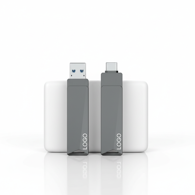 New Small MOQ 2 in 1 Metal USB 3.0 + Type-C Flash Drive 32GB-512GB 2-Year Warranty No Encryption Flexible for Small Business