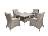 Table de repas d'extérieur moderne à 4 places avec structure carrée en aluminium, plateau en verre céramique et plateau tournant, finition thermolaquée