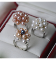 Bague en perles d'eau douce naturelles, design ajustable avec perles de riz, bijou promotionnel pour diffusion en direct, en stock, vente en gros