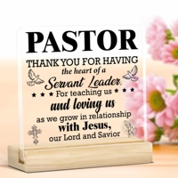 Plaque de table rectangulaire en acrylique gravée au laser toutes saisons - Cadeau de remerciement pour pasteur/leader d'église, à poser sur le bureau