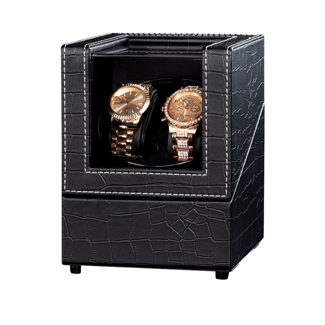 Dual Rotation Mode Quiet Japanese Motor USB Powered Automatic Watch Winder Box with 2 Slots Square Shape for Men and Women