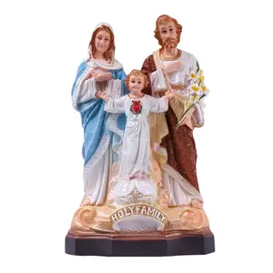 Família holy com criança jesus e maria joseph estátua religioso estatueta para decoração casa cristão católica