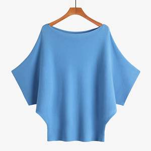 <span class=keywords><strong>Pull</strong></span>-over côtelé ample à manches courtes et <span class=keywords><strong>col</strong></span> <span class=keywords><strong>bateau</strong></span> pour femme, style coréen, en tricot épais - Product Image 3