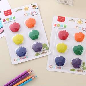 Ensemble de 6 crayons en plastique en forme de pomme sur carte blister, mignons, pour la peinture et les cadeaux des enfants - Product Image 2