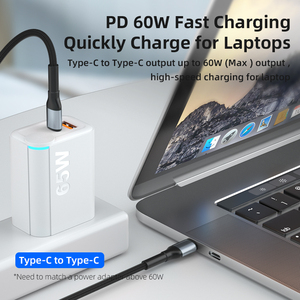 Nuovi accessori per auto elettronica per telefono cellulare all'ingrosso PD60W USB C tipo C cavi dati per <span class=keywords><strong>Apple</strong></span> <span class=keywords><strong>iPhone</strong></span> Samsung Anker caricabatterie - Product Image 2