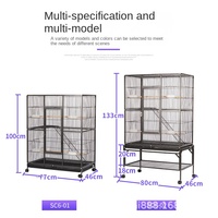 Cage à oiseaux en métal à vente chaude avec plateau en plastique et base en fonte, cage d'élevage multifonctionnelle pour grands perroquets