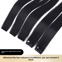 Extensions de cheveux naturels brésiliens Remy, mini-mèches longues et lisses, invisibles, nouées à la main, double trame, effet volumineux