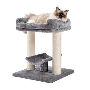 Produsen kustom mewah abu-abu mewah pohon kucing grosir kucing menggaruk tiang pohon menara terbaik penjual kucing pohon tempat tidur - Product Image 1