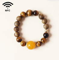 Bracelet en perles de grenat rouge naturel NFC avec puce Ntag213/216 et URL encodée, pour versets bibliques quotidiens, avec logo