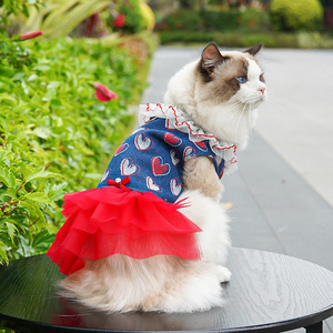 Jupe tutu en jean Weiwang à motif cœur, vêtements pour animaux de compagnie (chiens et chats) style princesse, printemps-été - Product Image 4
